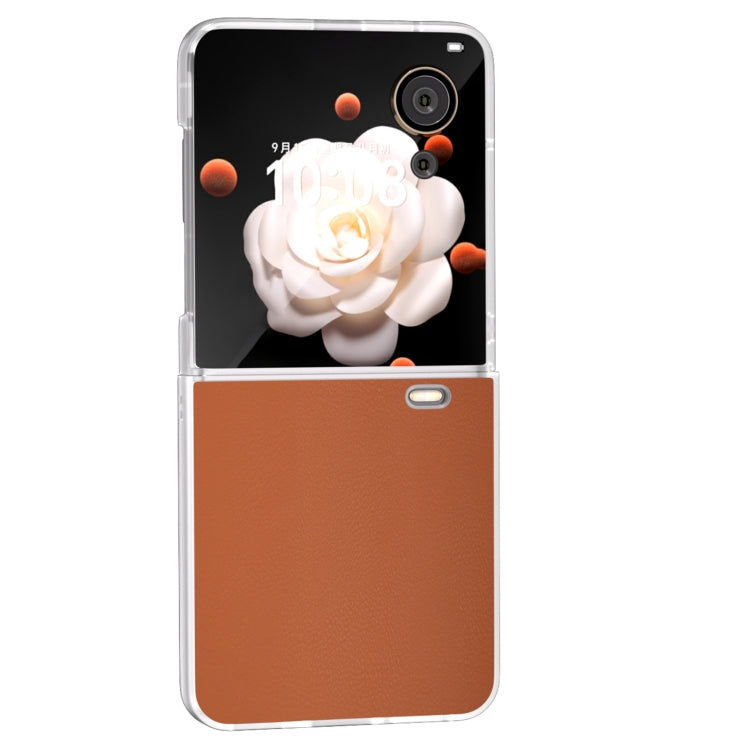For Honor Magic V Flip ABEEL Frosted Translucent Frame PU Leather Full Coverage Phone Case