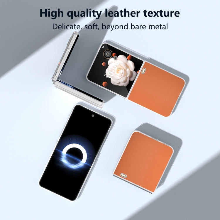 For Honor Magic V Flip ABEEL Frosted Translucent Frame PU Leather Full Coverage Phone Case