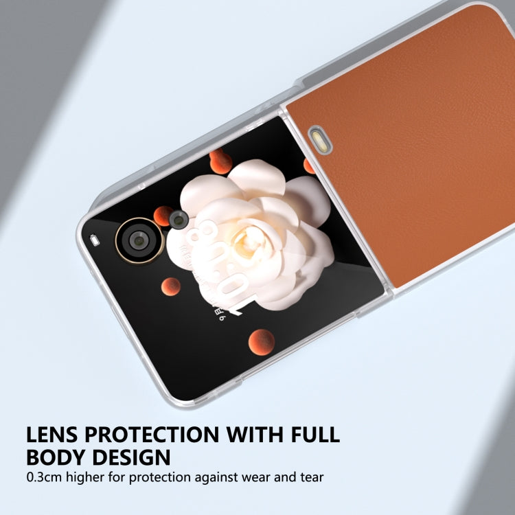 For Honor Magic V Flip ABEEL Frosted Translucent Frame PU Leather Full Coverage Phone Case