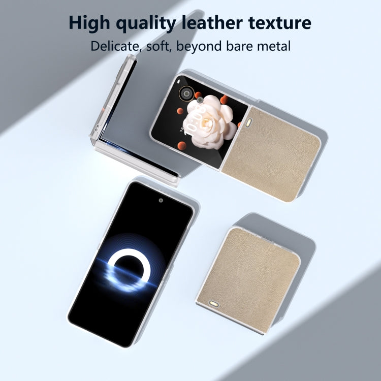 For Honor Magic V Flip ABEEL Frosted Translucent Frame PU Leather Full Coverage Phone Case