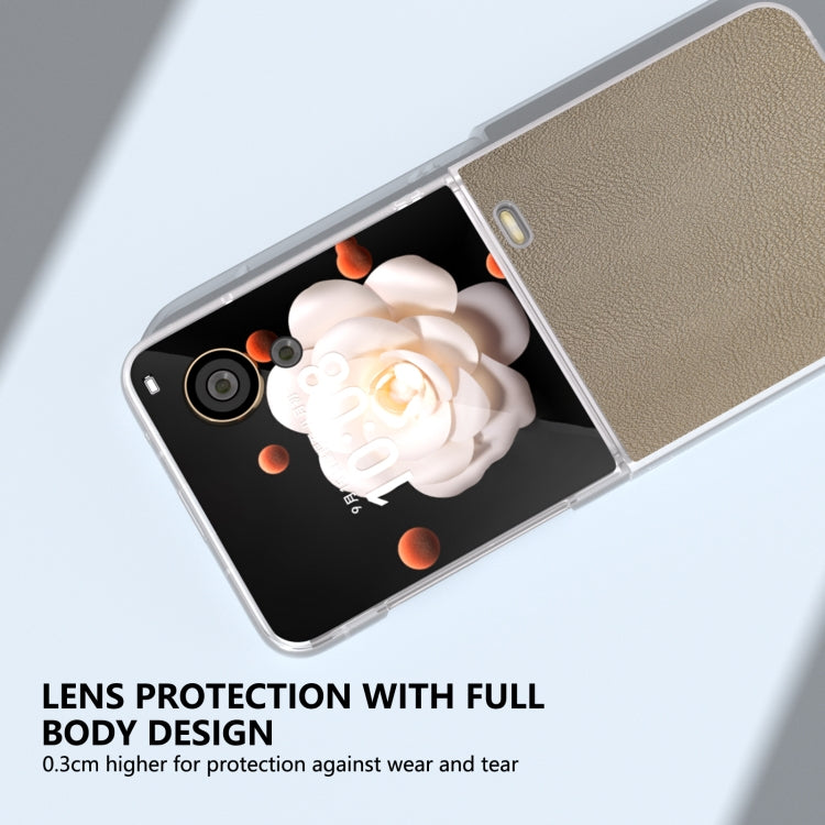 For Honor Magic V Flip ABEEL Frosted Translucent Frame PU Leather Full Coverage Phone Case