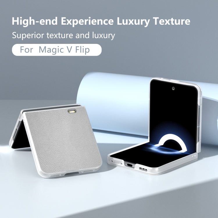 For Honor Magic V Flip ABEEL Frosted Translucent Frame PU Leather Full Coverage Phone Case