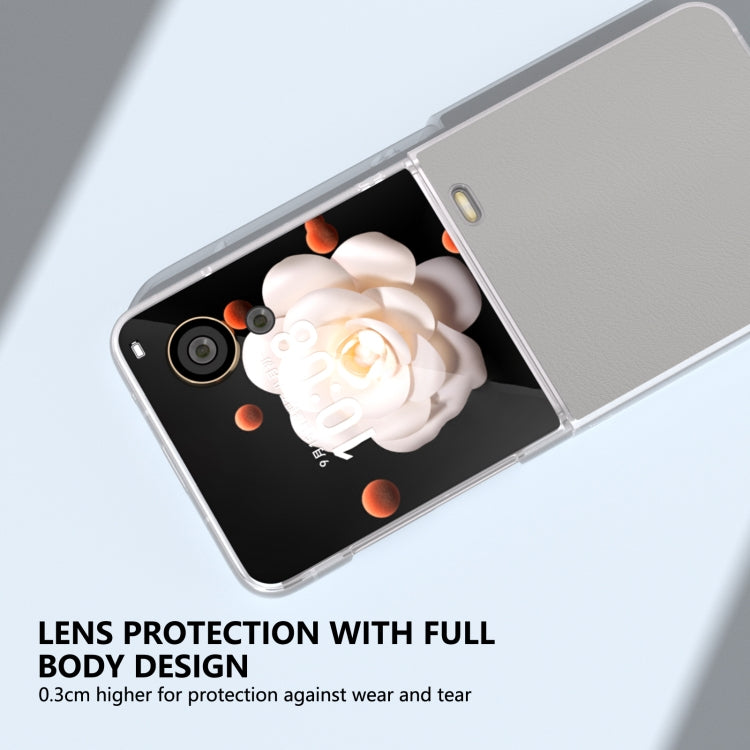 For Honor Magic V Flip ABEEL Frosted Translucent Frame PU Leather Full Coverage Phone Case