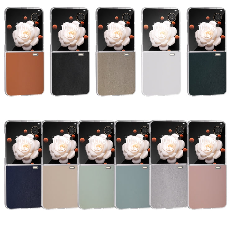 For Honor Magic V Flip ABEEL Frosted Translucent Frame PU Leather Full Coverage Phone Case