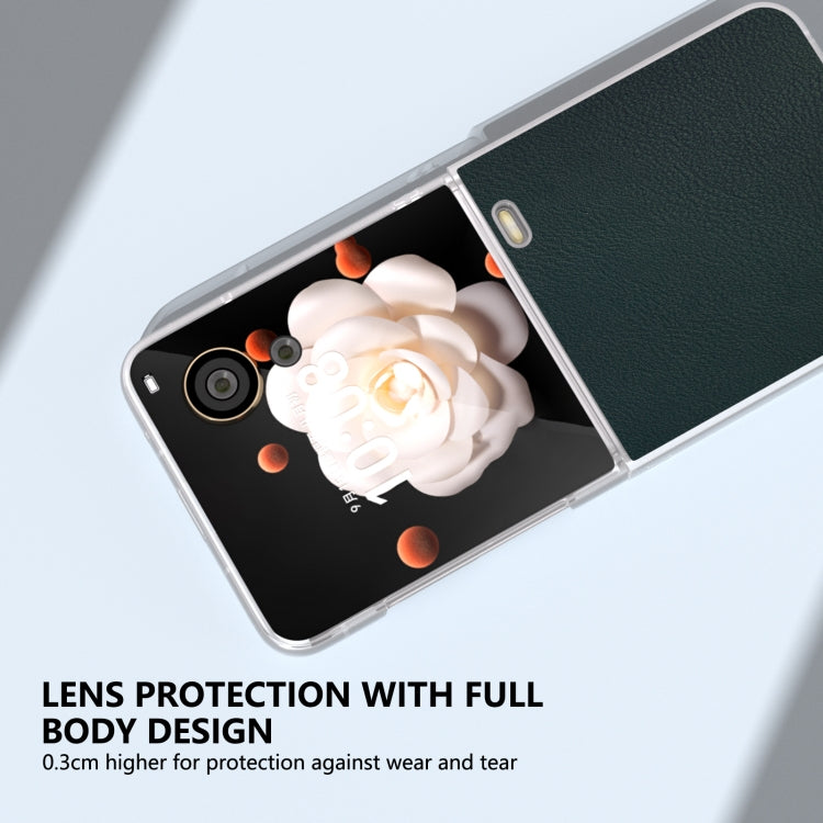 For Honor Magic V Flip ABEEL Frosted Translucent Frame PU Leather Full Coverage Phone Case