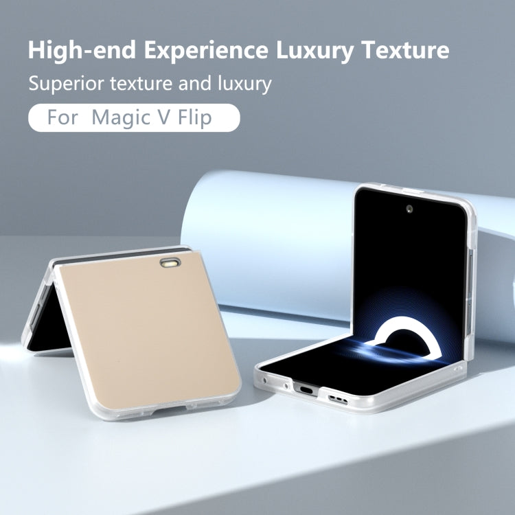For Honor Magic V Flip ABEEL Frosted Translucent Frame PU Leather Full Coverage Phone Case