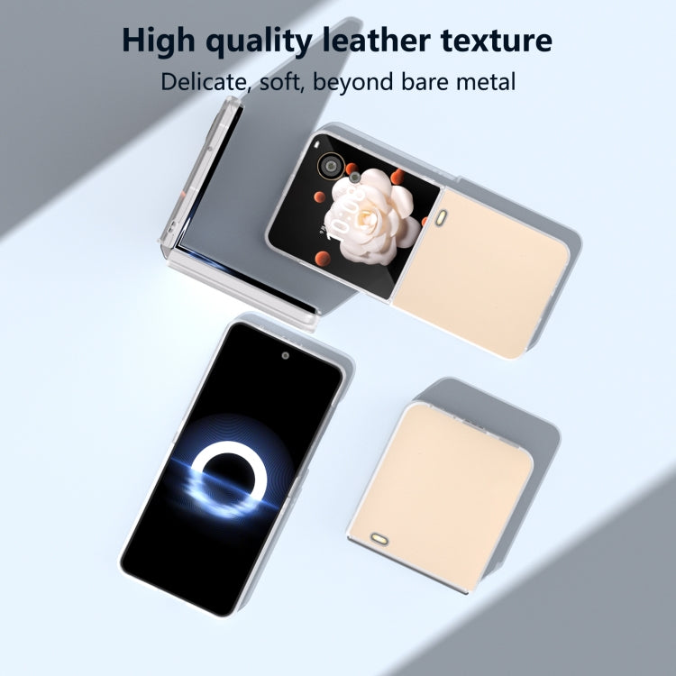 For Honor Magic V Flip ABEEL Frosted Translucent Frame PU Leather Full Coverage Phone Case