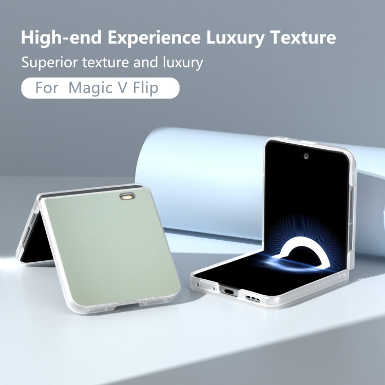 For Honor Magic V Flip ABEEL Frosted Translucent Frame PU Leather Full Coverage Phone Case