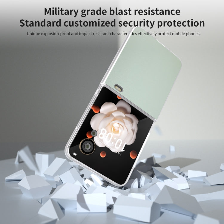 For Honor Magic V Flip ABEEL Frosted Translucent Frame PU Leather Full Coverage Phone Case