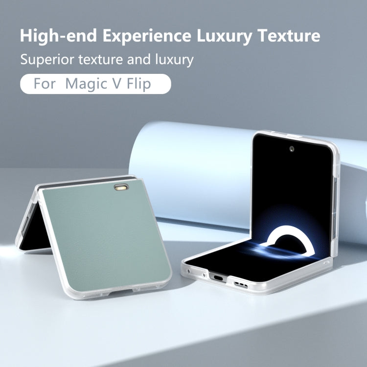 For Honor Magic V Flip ABEEL Frosted Translucent Frame PU Leather Full Coverage Phone Case