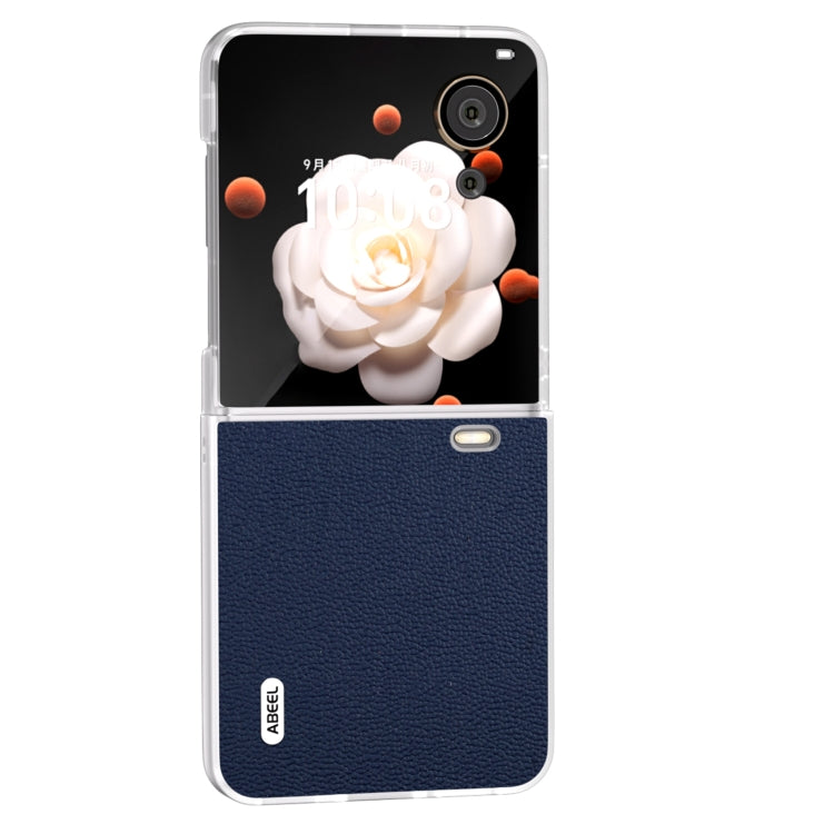 For Honor Magic V Flip ABEEL Frosted Translucent Frame Genuine Leather Luolai Series Phone Case