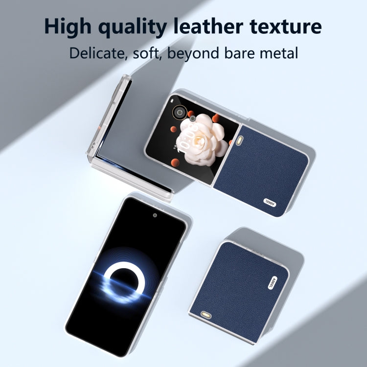 For Honor Magic V Flip ABEEL Frosted Translucent Frame Genuine Leather Luolai Series Phone Case
