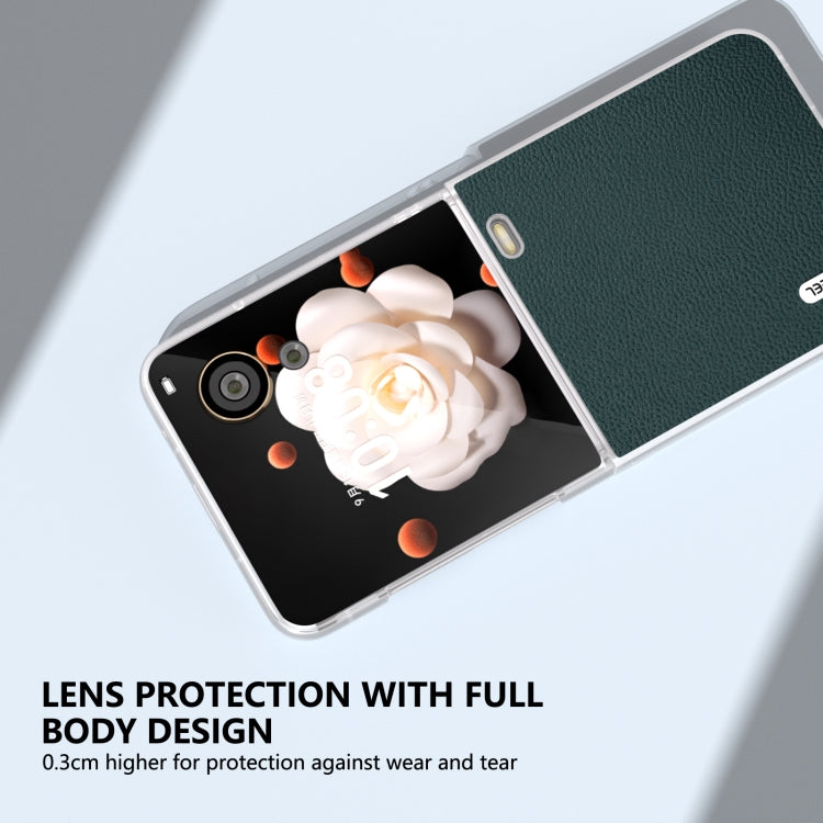 For Honor Magic V Flip ABEEL Frosted Translucent Frame Genuine Leather Luolai Series Phone Case