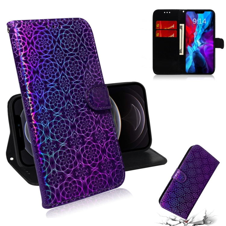 For iPhone 12 / 12 Pro Solid Color Colorful Magnetic Buckle Horizontal Flip PU Leather Case with Holder & Card Slots & Wallet & Lanyard