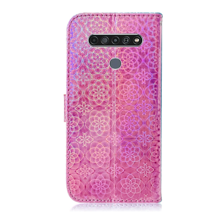 For LG K61 Solid Color Colorful Magnetic Buckle Horizontal Flip PU Leather Case with Holder & Card Slots & Wallet & Lanyard