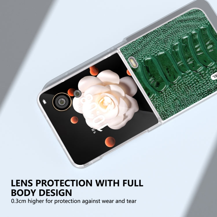 For Honor Magic V Flip ABEEL Frosted Translucent Frame Genuine Leather Weilai Series Phone Case