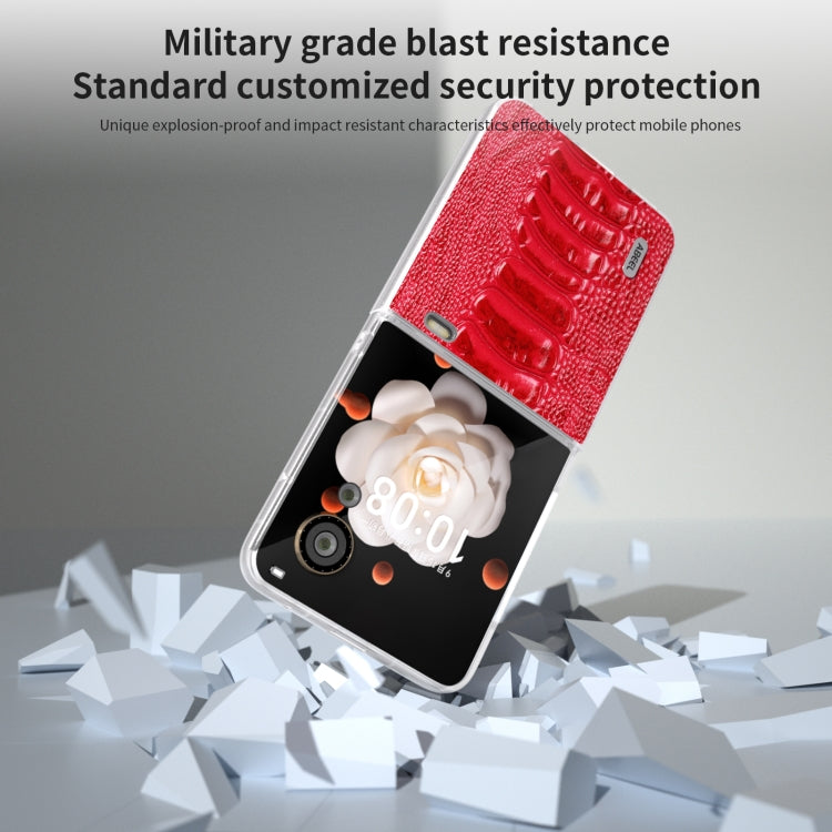 For Honor Magic V Flip ABEEL Frosted Translucent Frame Genuine Leather Weilai Series Phone Case