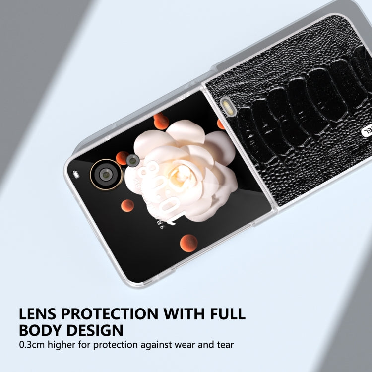 For Honor Magic V Flip ABEEL Frosted Translucent Frame Genuine Leather Weilai Series Phone Case