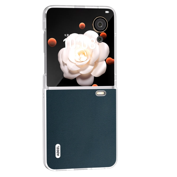 For Honor Magic V Flip ABEEL Frosted Translucent Frame Genuine Leather Xiaoya Series Phone Case