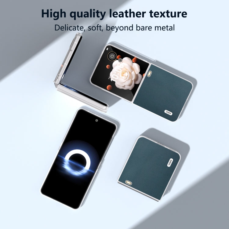 For Honor Magic V Flip ABEEL Frosted Translucent Frame Genuine Leather Xiaoya Series Phone Case