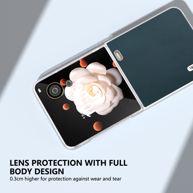For Honor Magic V Flip ABEEL Frosted Translucent Frame Genuine Leather Xiaoya Series Phone Case