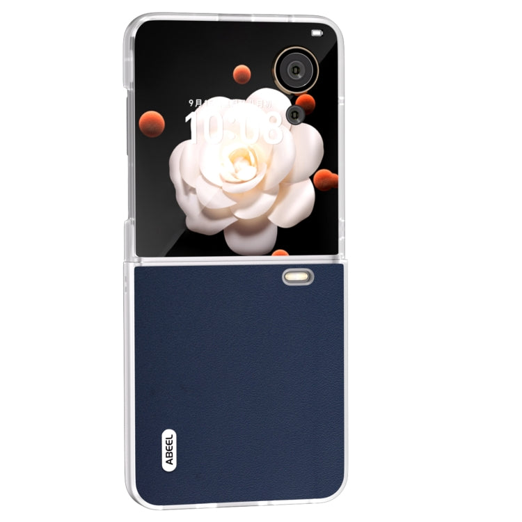For Honor Magic V Flip ABEEL Frosted Translucent Frame Genuine Leather Xiaoya Series Phone Case