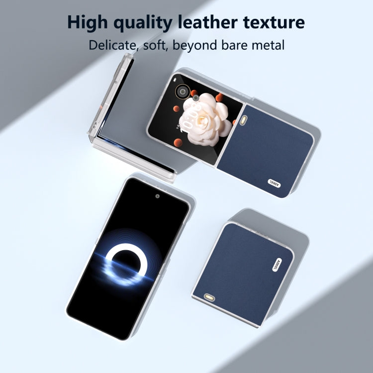 For Honor Magic V Flip ABEEL Frosted Translucent Frame Genuine Leather Xiaoya Series Phone Case