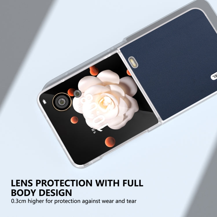 For Honor Magic V Flip ABEEL Frosted Translucent Frame Genuine Leather Xiaoya Series Phone Case