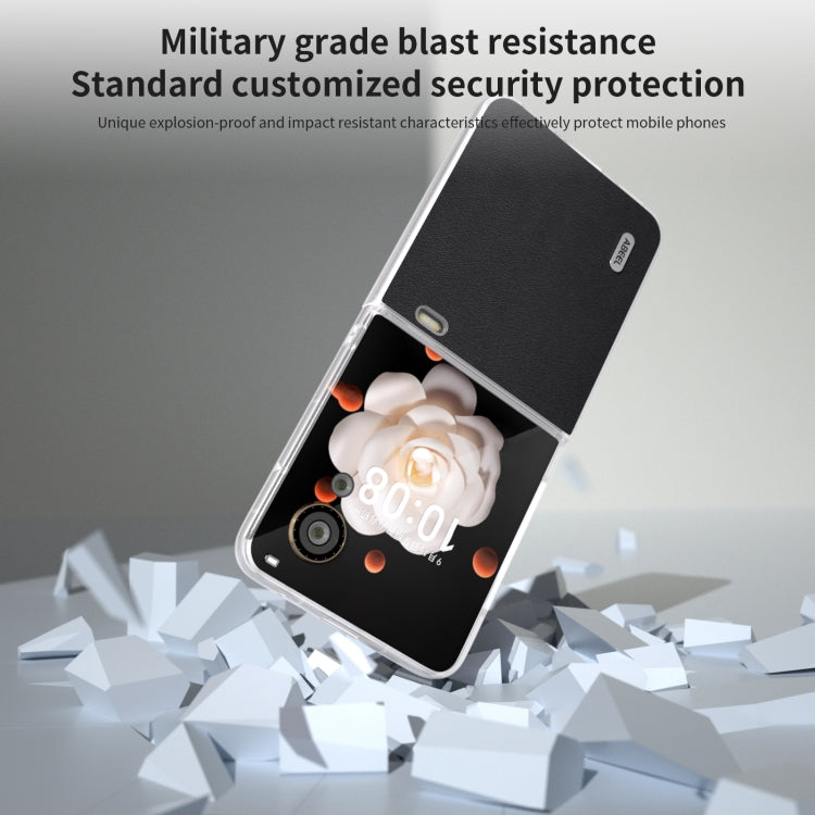 For Honor Magic V Flip ABEEL Frosted Translucent Frame Genuine Leather Xiaoya Series Phone Case