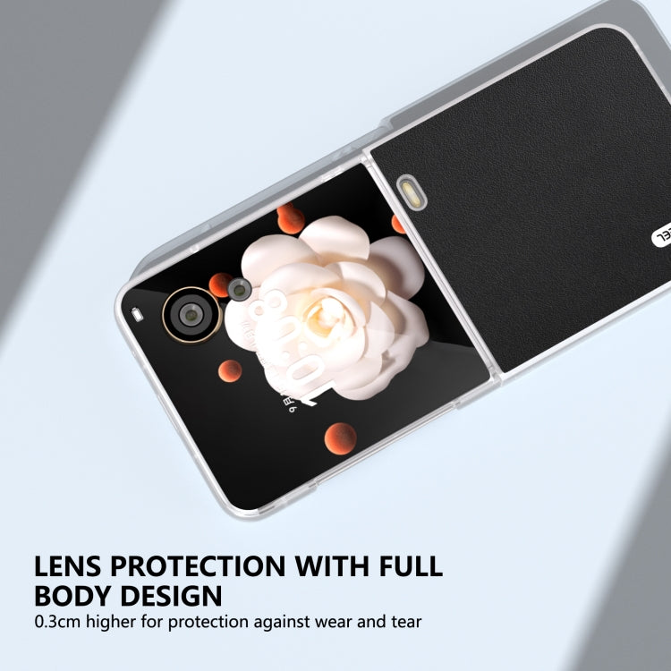 For Honor Magic V Flip ABEEL Frosted Translucent Frame Genuine Leather Xiaoya Series Phone Case
