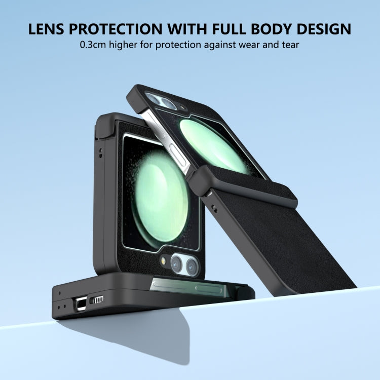 For Samsung Galaxy Z Flip6 / Flip7 FE Three Parts Skin Feel PU Leather Full Coverage Phone Case