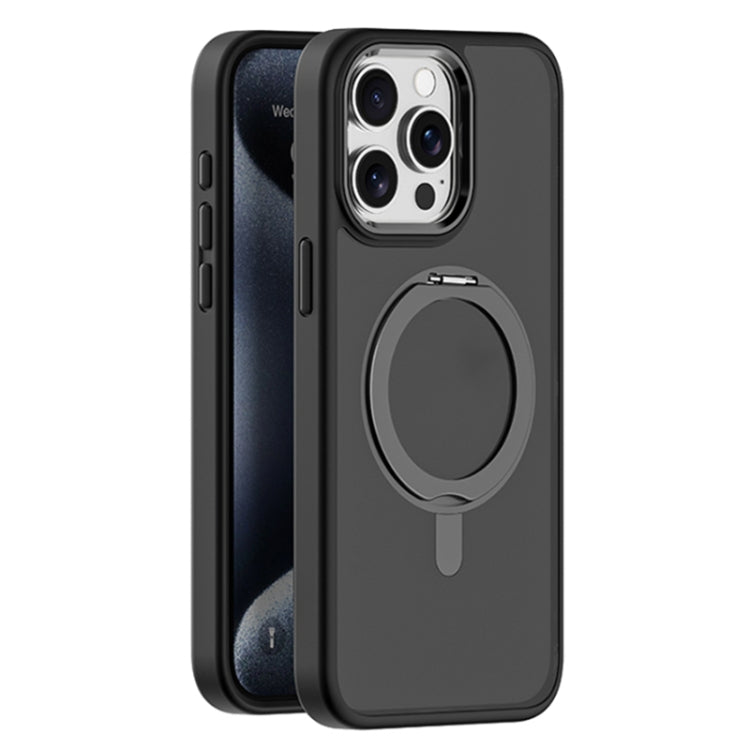 For iPhone 15 Pro Max Skin Feel Frosted MagSafe Magnetic Rotating Holder Phone Case