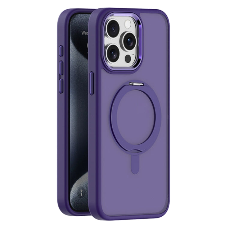 For iPhone 15 Pro Max Skin Feel Frosted MagSafe Magnetic Rotating Holder Phone Case