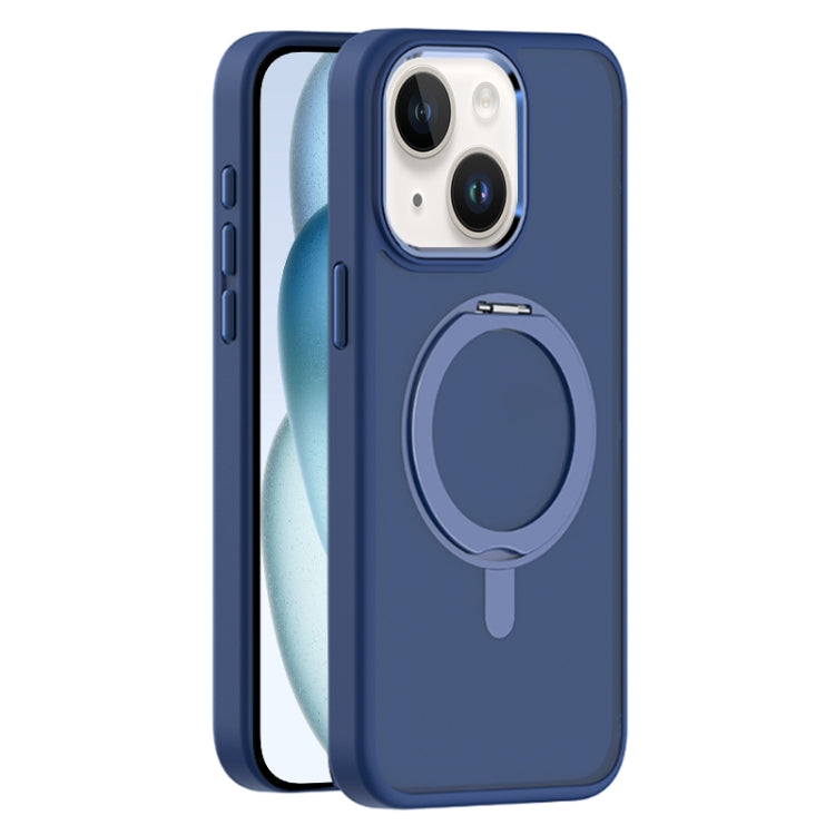For iPhone 15 Plus Skin Feel Frosted MagSafe Magnetic Rotating Holder Phone Case