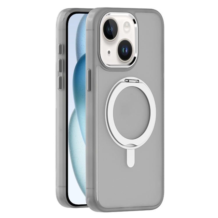For iPhone 15 Skin Feel Frosted MagSafe Magnetic Rotating Holder Phone Case