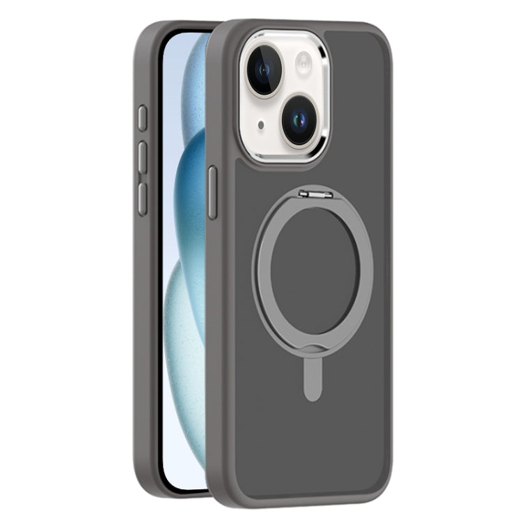 For iPhone 15 Skin Feel Frosted MagSafe Magnetic Rotating Holder Phone Case