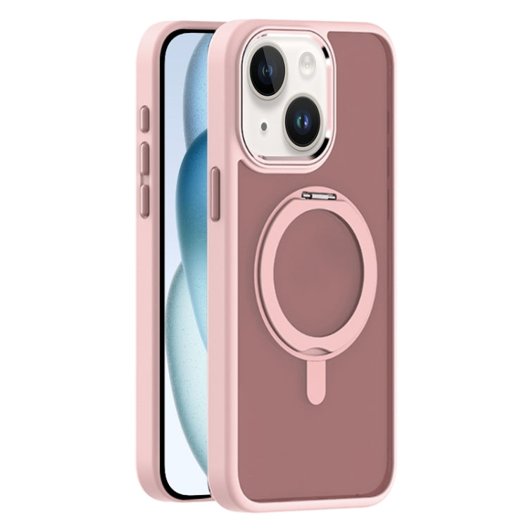 For iPhone 15 Skin Feel Frosted MagSafe Magnetic Rotating Holder Phone Case