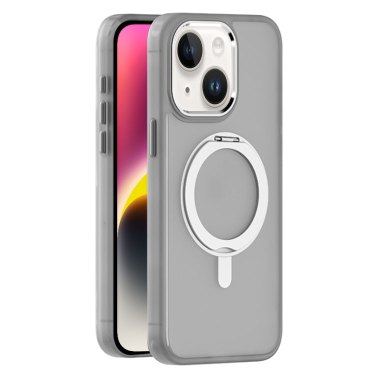 For iPhone 14 Plus Skin Feel Frosted MagSafe Magnetic Rotating Holder Phone Case