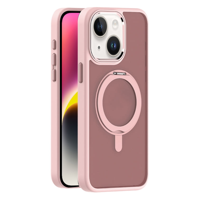 For iPhone 14 Plus Skin Feel Frosted MagSafe Magnetic Rotating Holder Phone Case