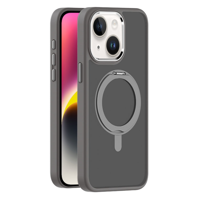 For iPhone 14 Skin Feel Frosted MagSafe Magnetic Rotating Holder Phone Case