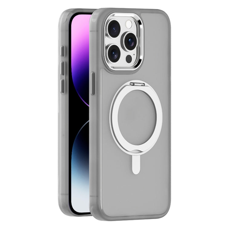 For iPhone 14 Pro Skin Feel Frosted MagSafe Magnetic Rotating Holder Phone Case