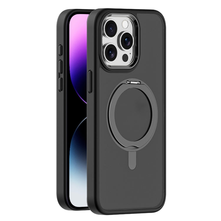 For iPhone 14 Pro Skin Feel Frosted MagSafe Magnetic Rotating Holder Phone Case