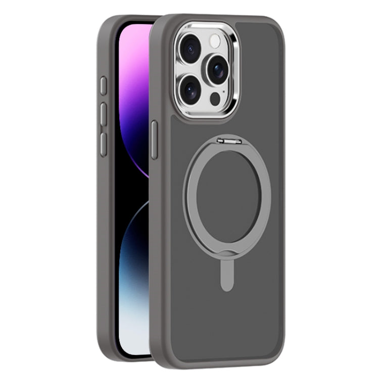 For iPhone 14 Pro Max Skin Feel Frosted MagSafe Magnetic Rotating Holder Phone Case