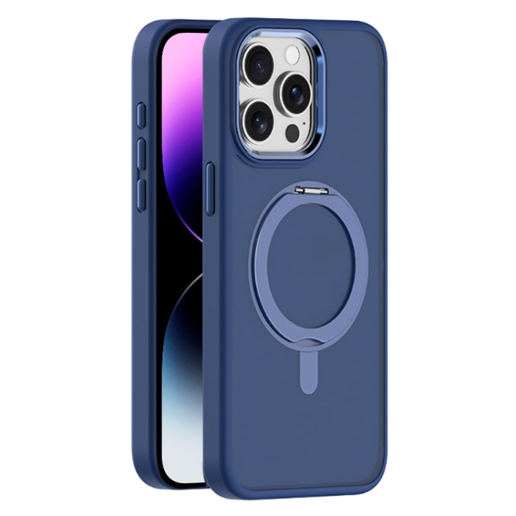 For iPhone 14 Pro Max Skin Feel Frosted MagSafe Magnetic Rotating Holder Phone Case