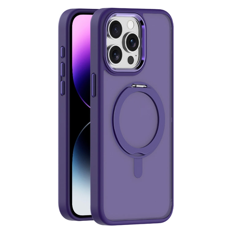 For iPhone 14 Pro Max Skin Feel Frosted MagSafe Magnetic Rotating Holder Phone Case