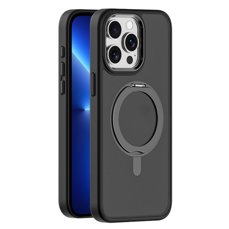 For iPhone 13 Pro Max Skin Feel Frosted MagSafe Magnetic Rotating Holder Phone Case