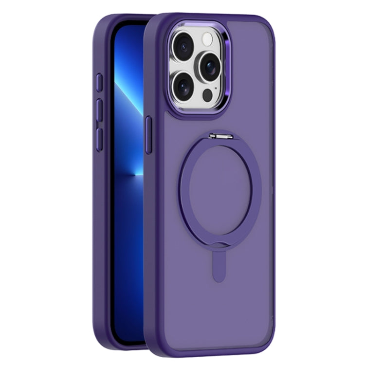 For iPhone 13 Pro Max Skin Feel Frosted MagSafe Magnetic Rotating Holder Phone Case