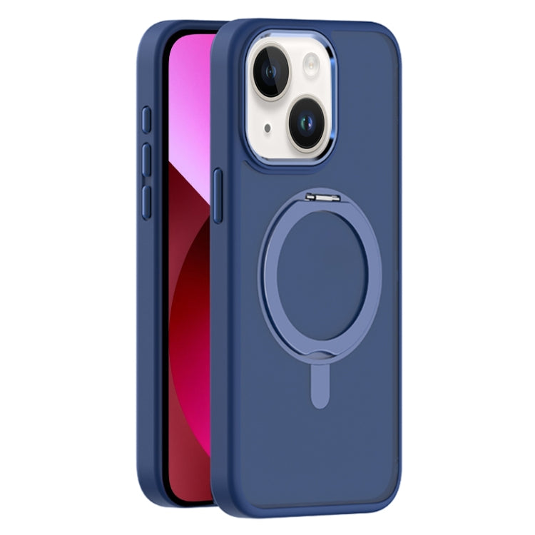 For iPhone 13 Skin Feel Frosted MagSafe Magnetic Rotating Holder Phone Case