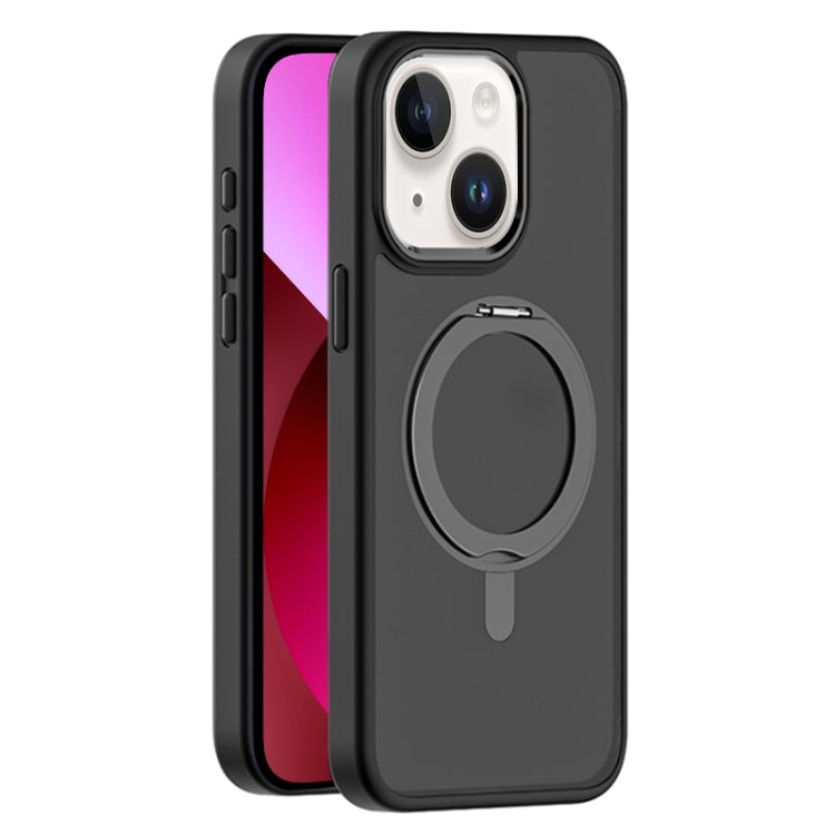 For iPhone 13 Skin Feel Frosted MagSafe Magnetic Rotating Holder Phone Case