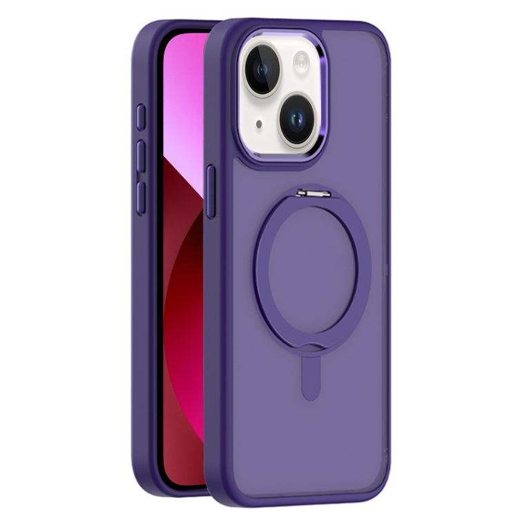 For iPhone 13 Skin Feel Frosted MagSafe Magnetic Rotating Holder Phone Case